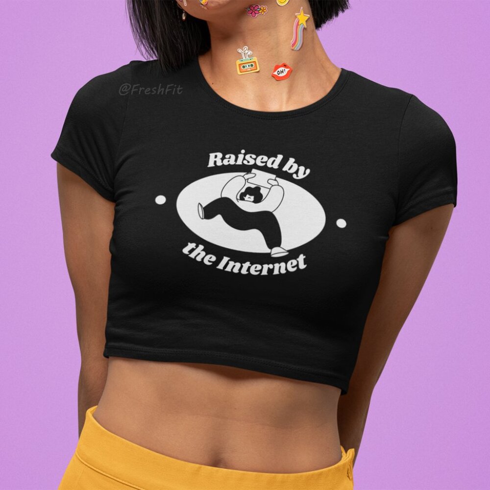 🆕Raised by the Internet Shirt Black Fitted Crop Top Tee